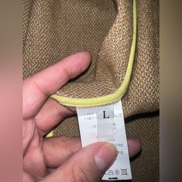 Souvenir Italy Lightweight Ecru Linen Duster Coat w/ Raw-Edge Collar Large EUC - Picture 5 of 6